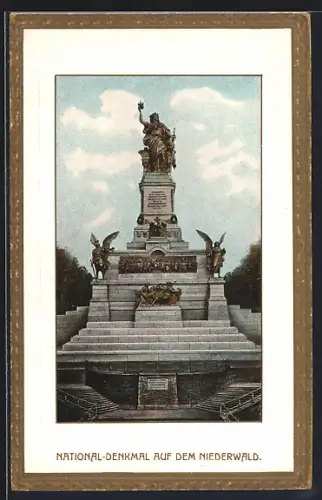 AK Niederwald, National-Denkmal mit Treppenaufgang