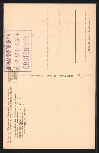 AK Detmold, Hermanns-Denkmal mit Treppenaufgang