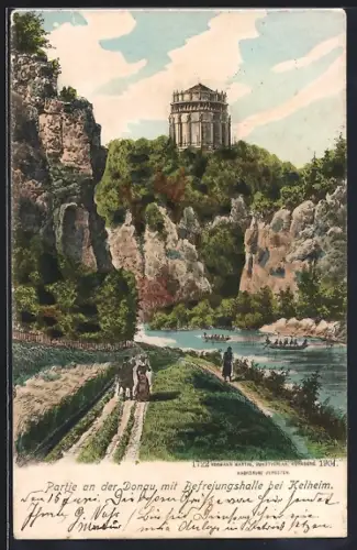 AK Kelheim, Donaupartie mit Befreiungshalle