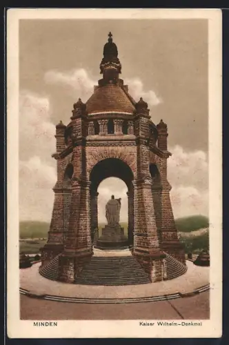 AK Minden, Kaiser Wilhelm-Denkmal, Rückansicht der Statue