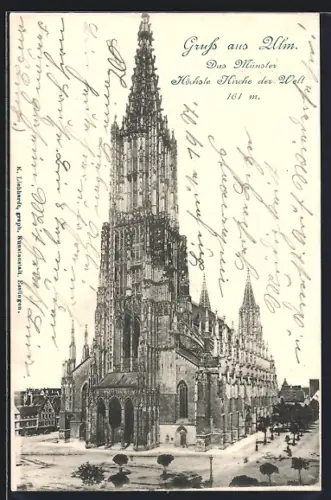 AK Ulm, Münster mit Vorplatz