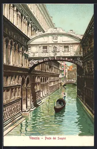 Lithographie Venezia, Ponte dei Sospiri um 1900