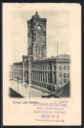 AK Berlin, Rotes Rathaus im Halbprofil