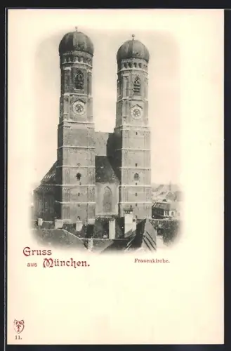 AK München, Frauenkirche über die Dächer hinweg