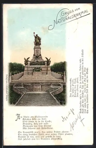 AK Niederwald, Nationaldenkmal mit Treppenaufgang