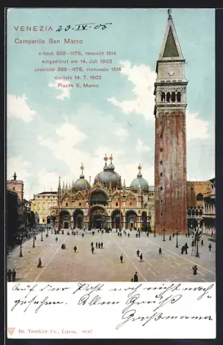 AK Venezia, Campanile Dan Marco auf der Piazza S. Marco