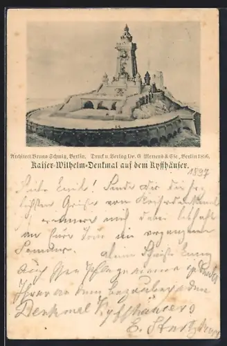 AK Kyffhäuser, Kaiser Wilhelm-Denkmal mit runder Aussichtsplattform