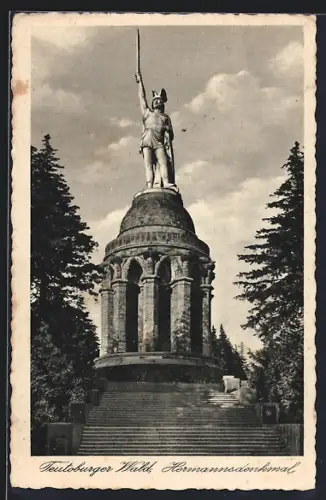 AK Detmold, Hermannsdenkmal mit Treppenaufgang