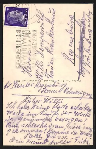 Künstler-AK Regensburg, Walhalla vom Wasser aus gesehen