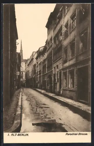AK Alt-Berlin, Parochial-Strasse mit Geschäften