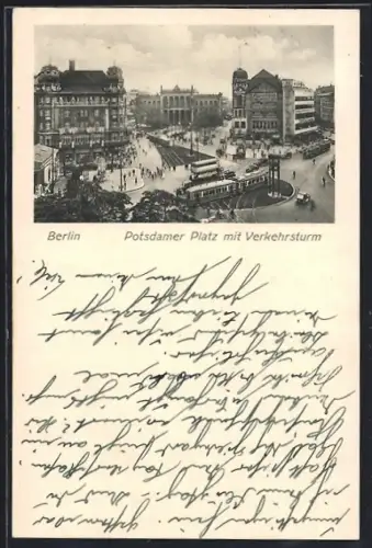 AK Berlin-Tiergarten, Potsdamer Platz mit Verkehrsturm
