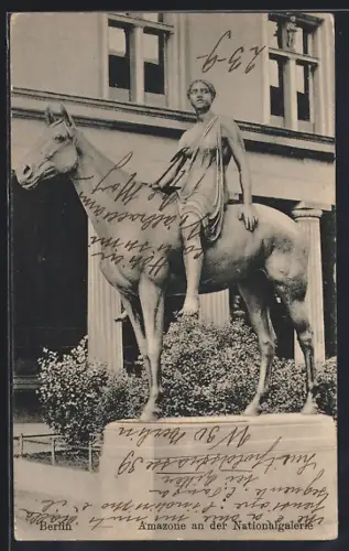 AK Berlin, Amazone an der Nationalgalerie