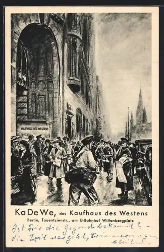 Künstler-AK Berlin-Schöneberg, Kaufhaus des Westens, Tauentzienstrasse am Wittenbergplatz, Art Deco