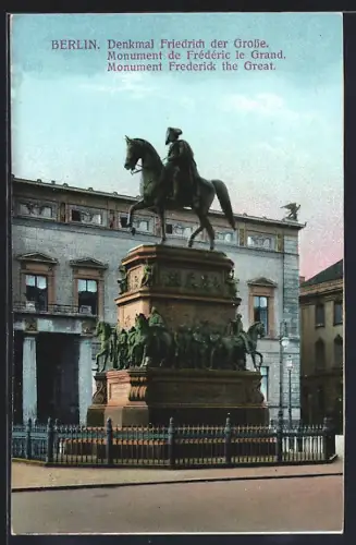 AK Berlin, Denkmal Friedrich der Grosse, Monument de Frédéric le Grand