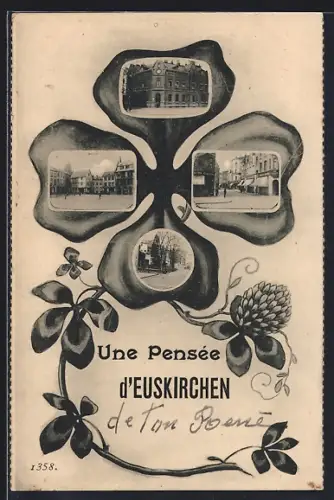 Passepartout-AK Euskirchen, Strassenpartie mit Geschäften, Gebäudeansicht, Ortspartie im Kleeblatt