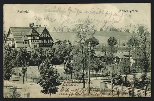 AK Hohen-Lychen, Strassenpartie mit Kurhotel