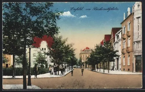 AK Krefeld, Strassenpartie vom Beckerathplatz aus