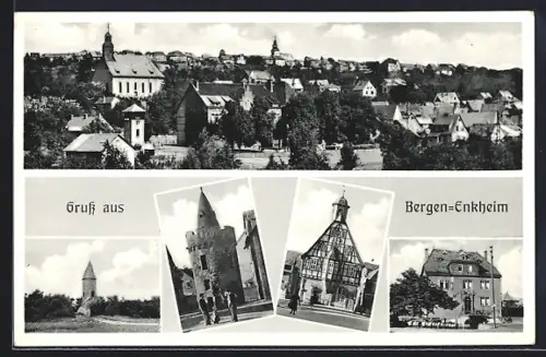 AK Frankfurt-Bergen-Enkheim, Ortsansicht und vier Ansichten aus dem Ort