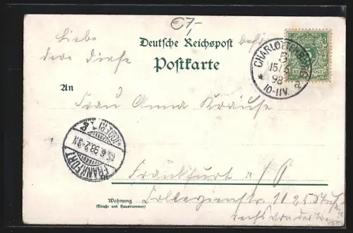 Lithographie Berlin, Partie am Nationaldenkmal Wilhelm I.