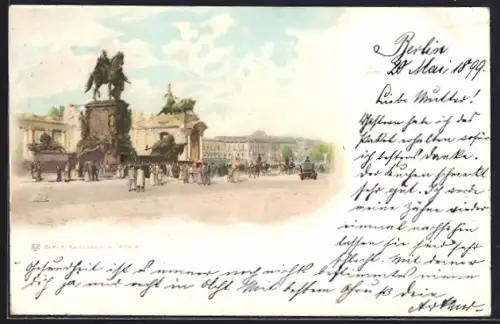 Lithographie Berlin, Nationaldenkmal Kaiser Wilhelm I.