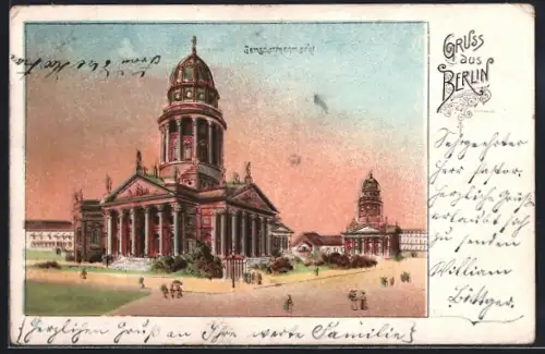 Lithographie Berlin, Partie am Gendarmenmarkt