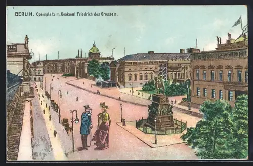 AK Berlin, Opernplatz mit Denkmals Friedrichs des Grossen