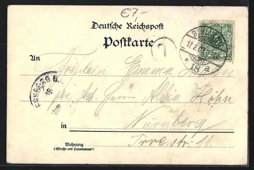 Lithographie Berlin, Partie am Kaiser Wilhelm-Denkmal