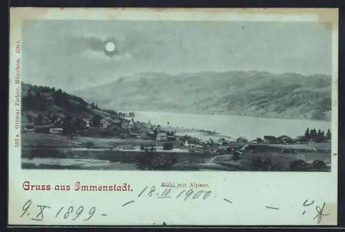 Mondschein-AK Immenstadt, Bühl mit Alpsee