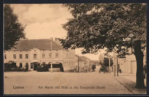 AK Lychen, Am Markt mit Stargarder Strasse
