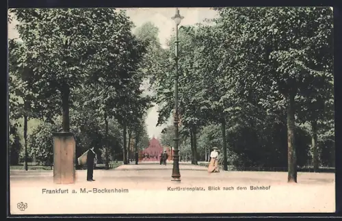 AK Frankfurt a. M.-Bockenheim, Kurfürstenplatz mit Blick nach dem Bahnhof