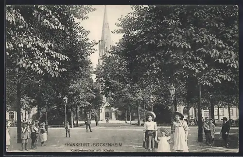 AK Frankfurt-Bockenheim, Kurfürstenplatz mit Kirche