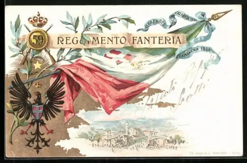 Lithographie 59. Reggimento Fanteria Calabria 1866
