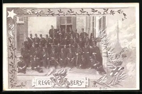 AK Milano, 7. Reggimento Bersaglieri, Offiziere und Mannschaften