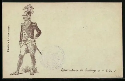 Künstler-AK Granatieri di Sardegna, Granatiere di Fregata 1789