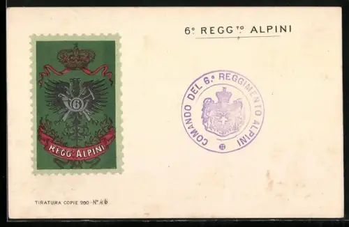 Künstler-AK 6. Reggimento Alpini, Emblem des 6. Alpini-Regments