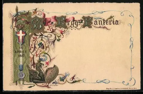 Künstler-AK Umbria, 53. Reggimento Fanteria, 16 Aprile 1861