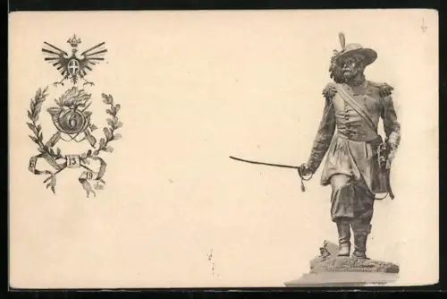 AK 6., 13., 19. Battaglione Bersaglieri, Standbild eines Generals mit gezogenem Säbel