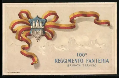 Künstler-AK Brigata Treviso, 100. Reggimento Fanteria