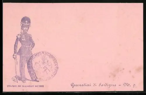 Künstler-AK Granatieri di Sardegna, Uffiziale dei Granatieri 1848