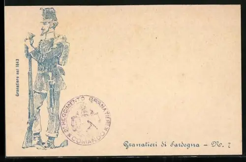 Künstler-AK Granatieri di Sardegna, Granatiere nel 1843