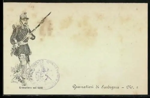 Künstler-AK Granatieri di Sardegna, Granatiere nel 1848