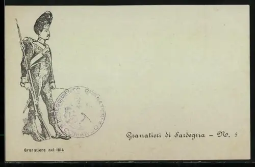 Künstler-AK Granatieri di Sardegna, Granatiere nel 1814