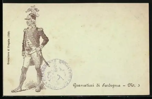 Künstler-AK Granatieri di Sardegna, Granatiere di Fregata 1789