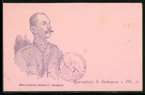Künstler-AK Granatieri di Sardegna, Bassi Umberto, Tenente 2. Granatieri