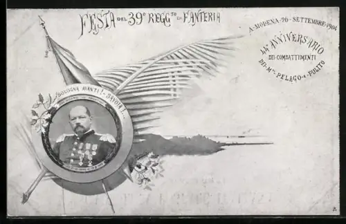 AK Festa del 39. Reggimento di Fanteria, A Modena 26. Settembre 1904