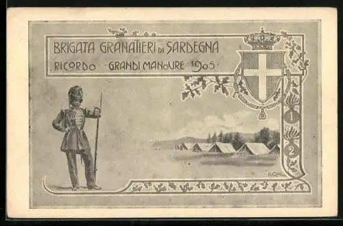Künstler-AK Brigata Granatieri di Sardegna, Ricordo Grandi Manouvre 1905