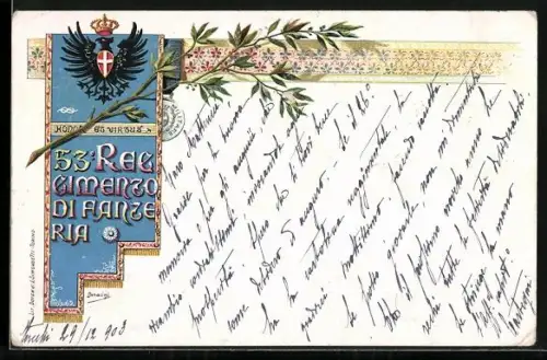 AK 53. Reggimento di Fanteria, Emblem des 53. Inf.-Regiments und Lorbeerzweig