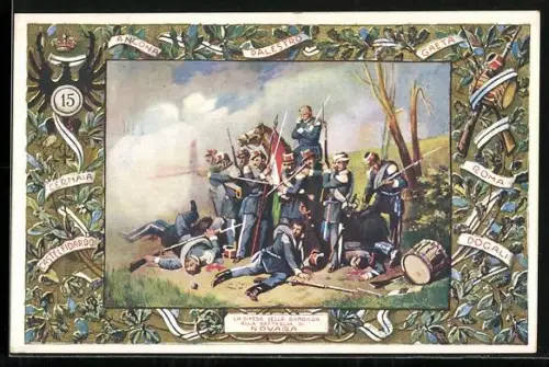 Künstler-AK Novara, 15. Reggimento Fanteria, La difesa della bandiera alla battaglia di Novara