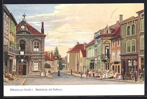 AK Mörchingen, Marktplatz mit Rathaus