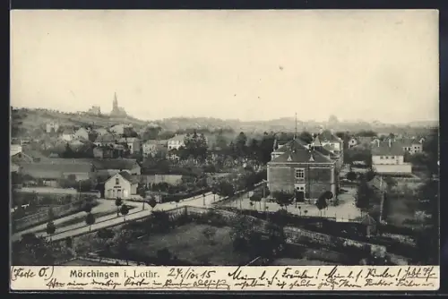 AK Mörchingen i. Lothr., Panorama mit Strassenpartie